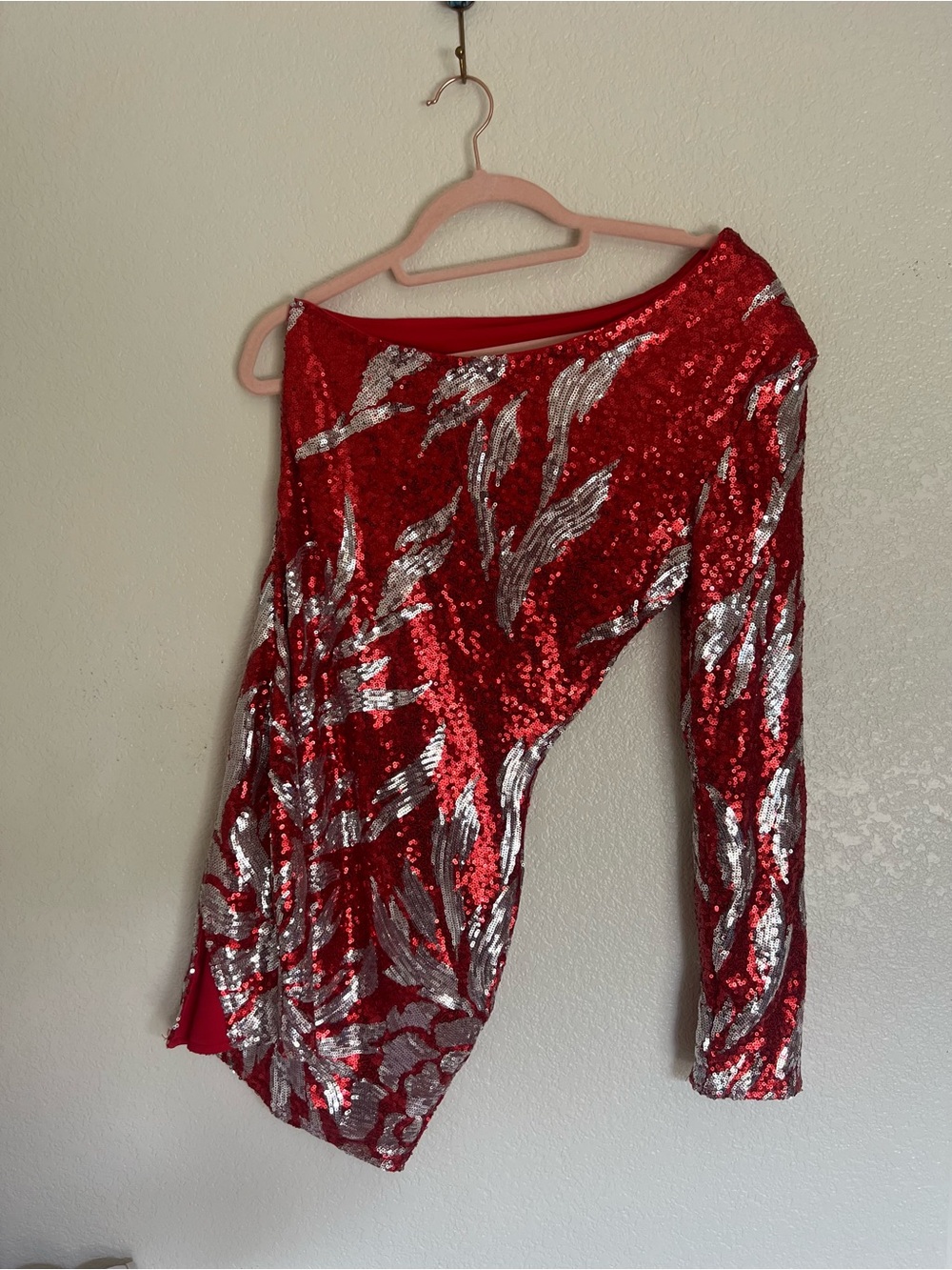Fashion Nova Pink Trim Red Dress